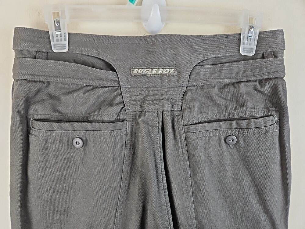 Vtg 90's Bugle Boy Pant 30x33 Gray pleated Parachute Super Baggy Tapered